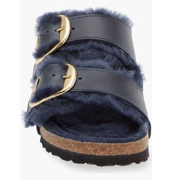 Birkenstock | Arizona Big Buckle Genuine Shearling Lined Sandals - Picture 4 of 9